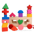 木製の幾何マッチングビルディングブロック17ホールおもちゃ